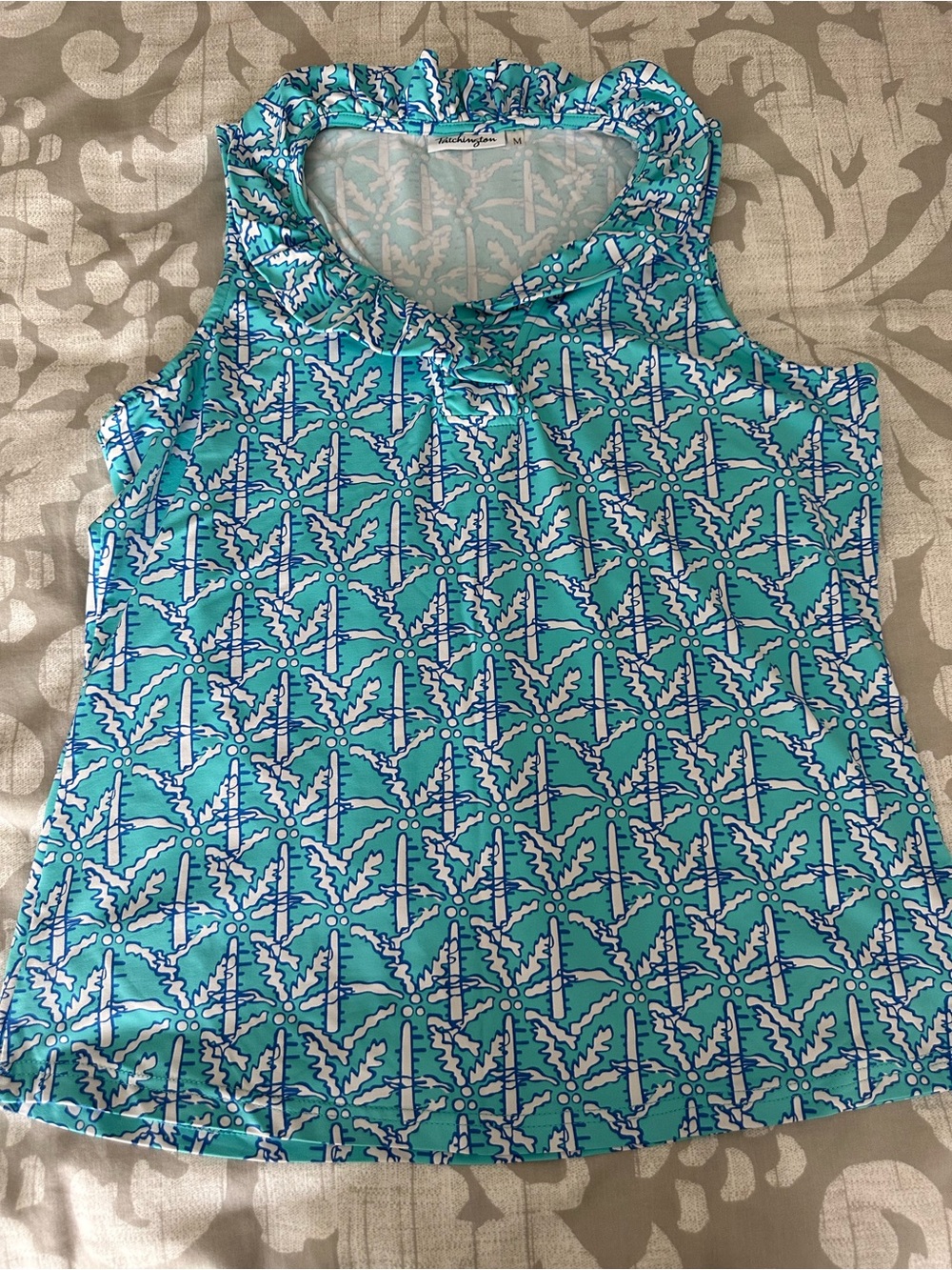 Patchington Blue and White Floral Ruffle Top